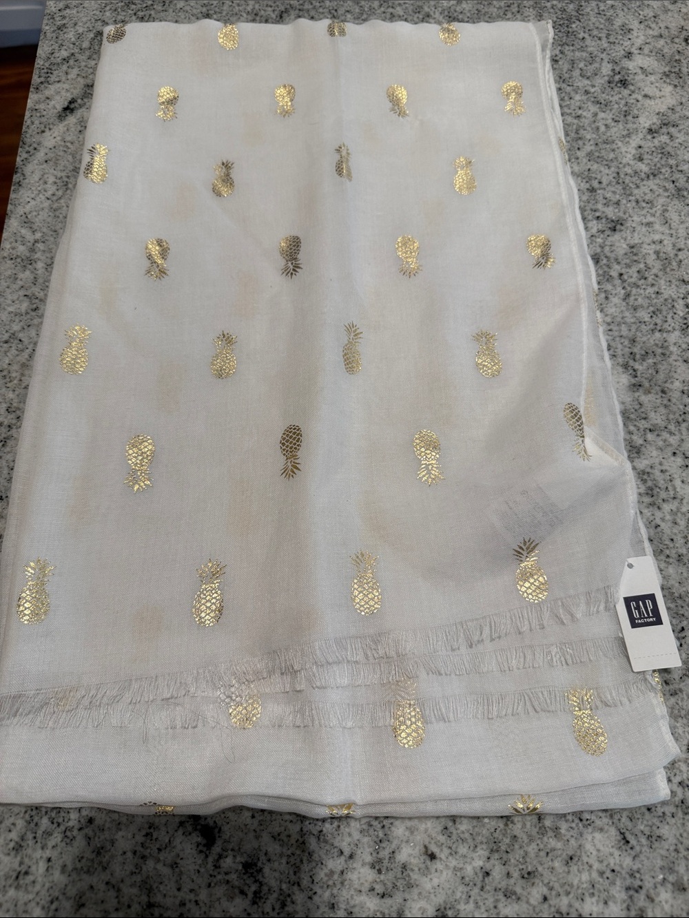 GAP Cream Scarf with Gold Pineapple Foil